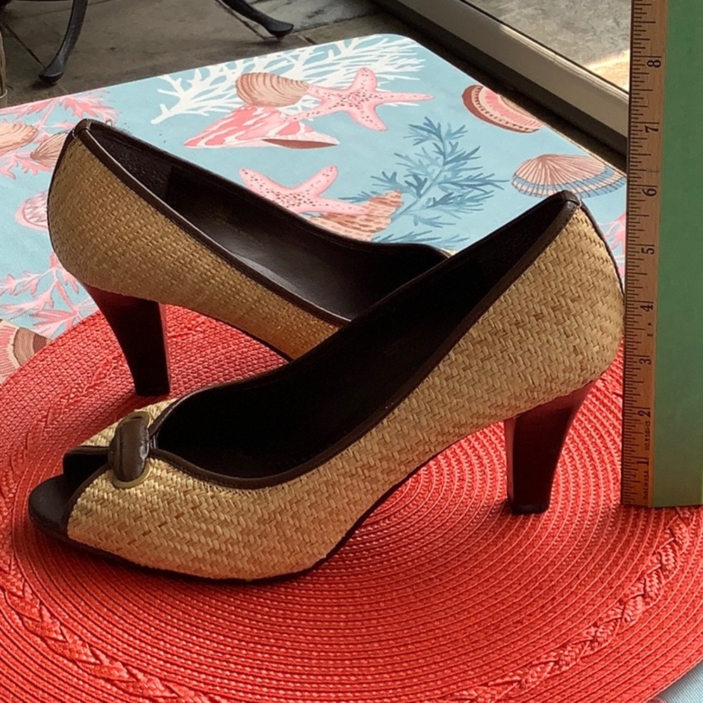 Laura Ashley Raffia Open Toe Heels